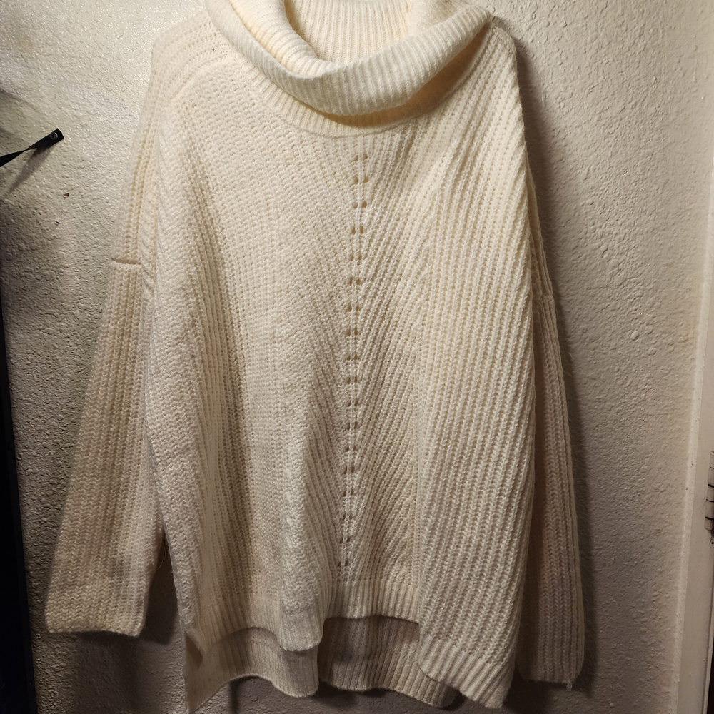 Time and Tru Cream Cowl Neck Sweater